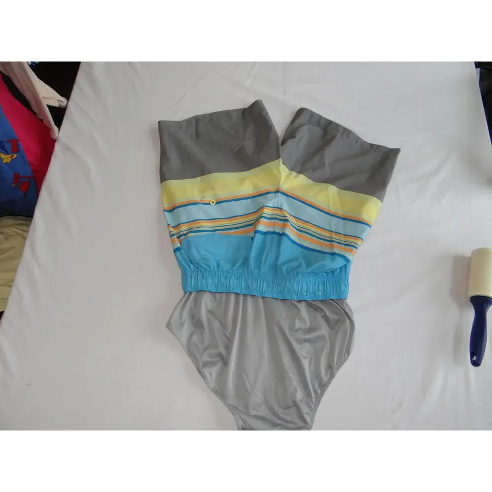 Laguna Men's Beach Shorts - Stylish Stripes in Blue & Gray‎